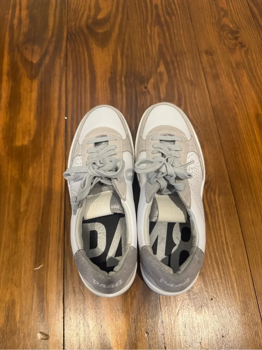 P448 White and Light Gray Thea Platform Sneaker